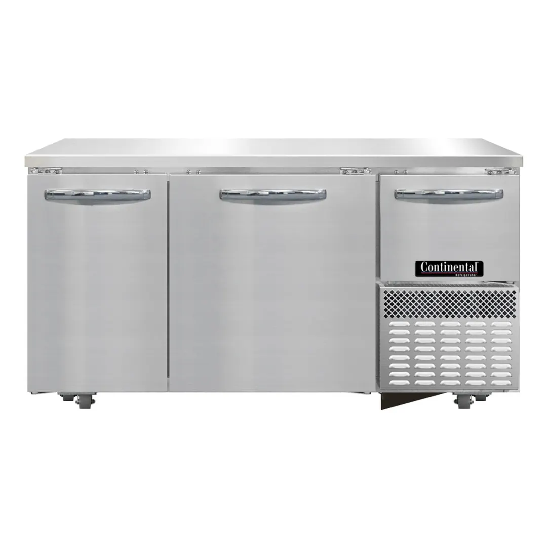 Continental Refrigerator FA60SN-U 60" 3-Door Undercounter Freezer, Stainless Steel Exterior, Front Breathing, 15.2 cu. ft.