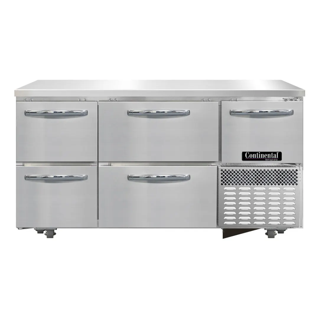 Continental Refrigerator FA60SN-U-D 60" 2-Drawer 1 Half-Door Undercounter Freezer, Front-Breathing, 15.2 cu. ft.