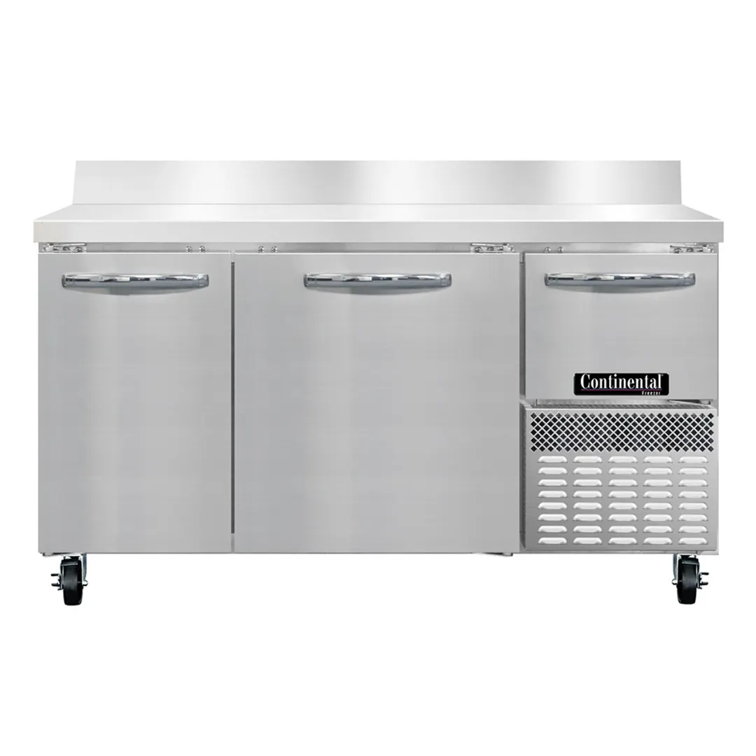 Continental Refrigerator FA60SNBS 60" 2-Section Worktop Freezer w/ 2 Full & 1 Half Door