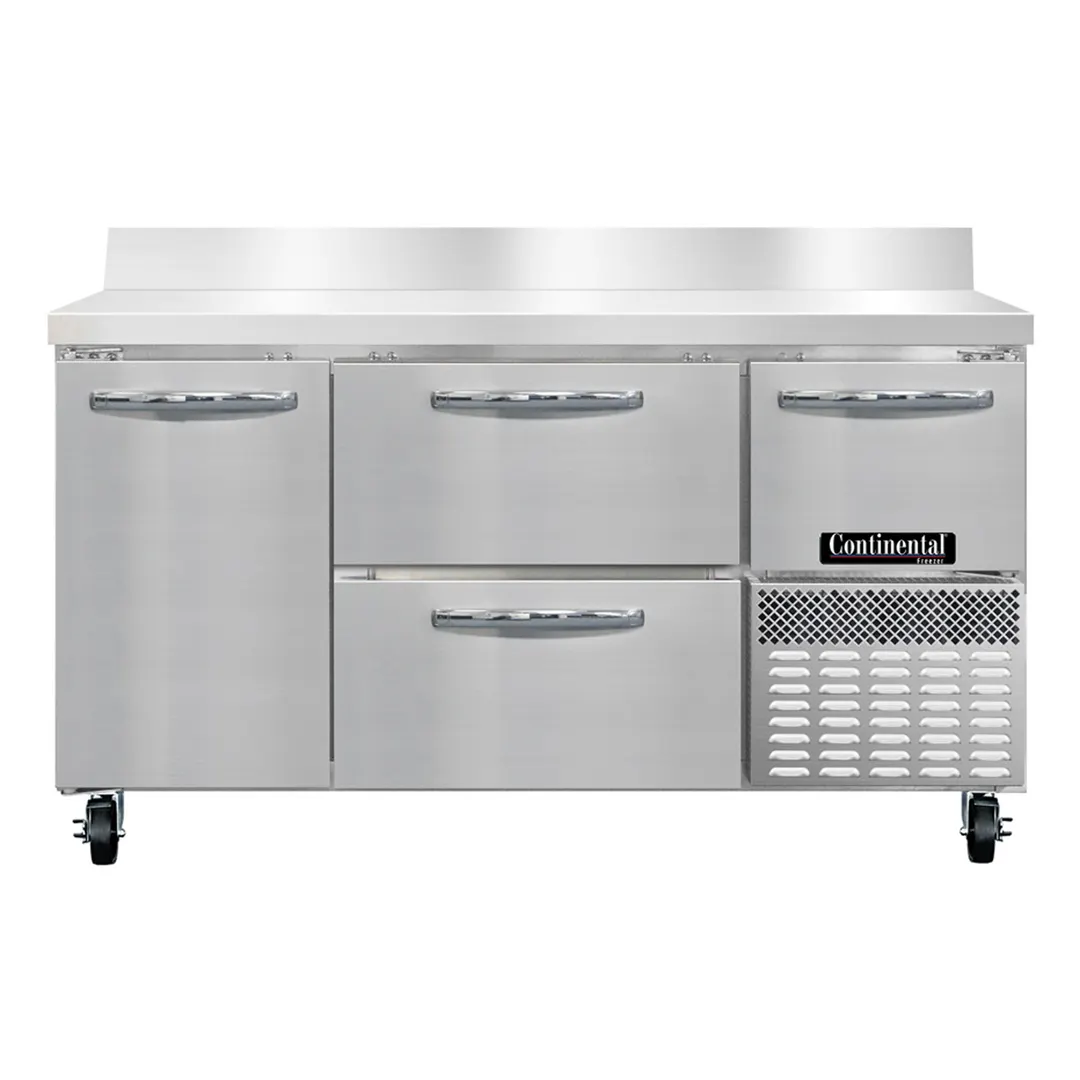 Continental Refrigerator FA60SNBS-D 60" 2-Section Worktop Freezer w/ 4 Drawers & 1 Half Door