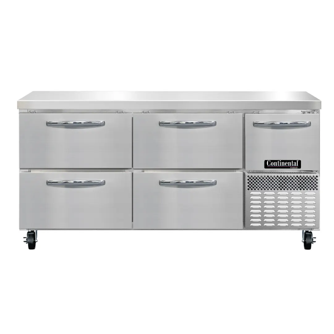 Continental Refrigerator FA68SN-D 68" 2-Section Worktop Freezer w/ 4 Drawers & 1 Half Door