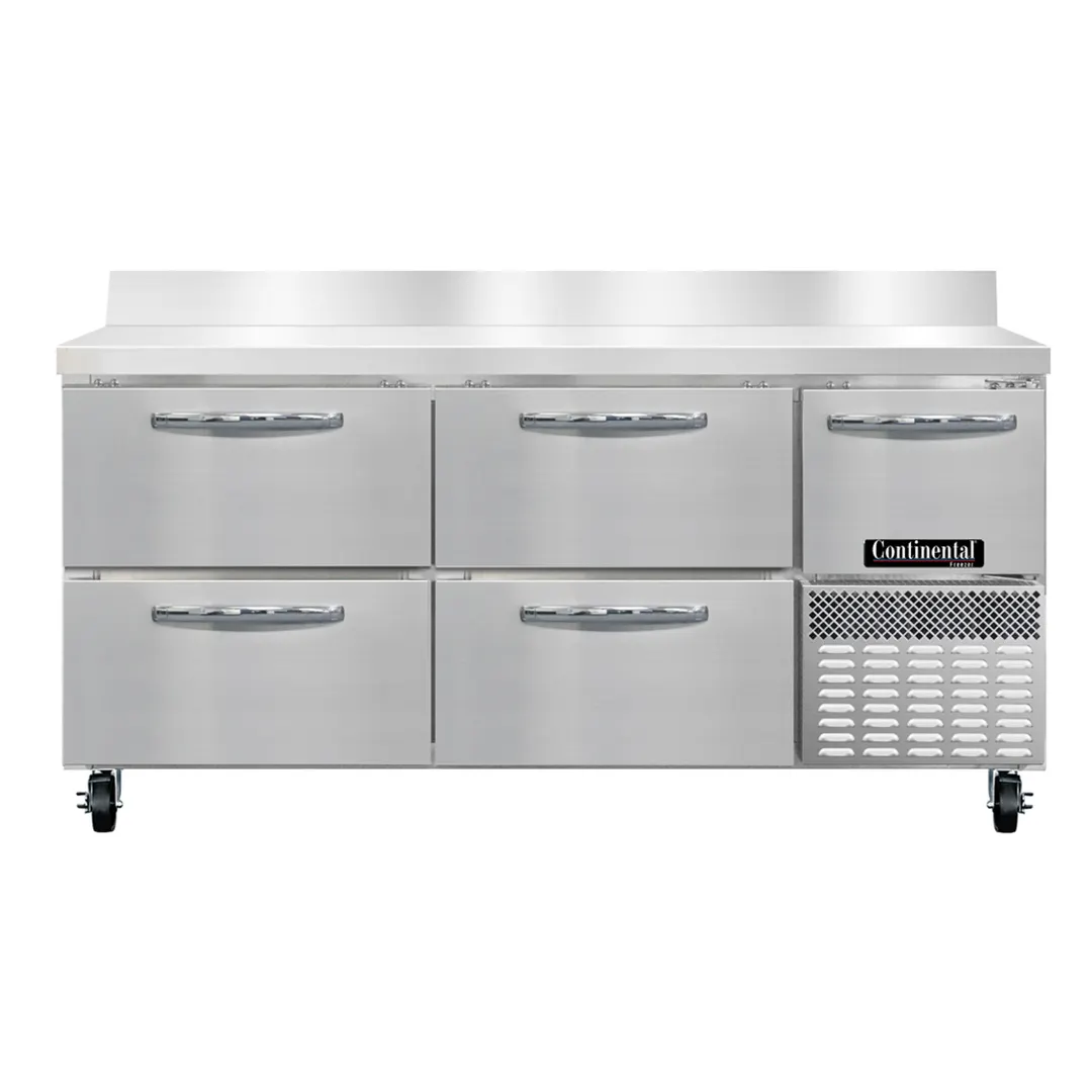 Continental Refrigerator FA68SNBS-D 68" 2-Section Worktop Freezer w/ 4 Drawers & 1 Half Door