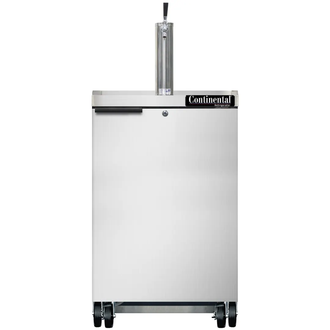 Continental Refrigerator KC24NSS – 24" Keg Cooler, 8.0 Cu Ft, 1‑Barrel, Door Lock, R290, 5" Casters