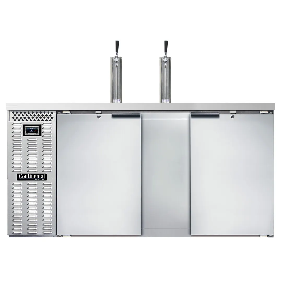 Continental Refrigerator KC69NSS 69" Draft Beer Cooler w/ 3 Kegs, 26.0 cu. ft., 2 Single-Tap Towers
