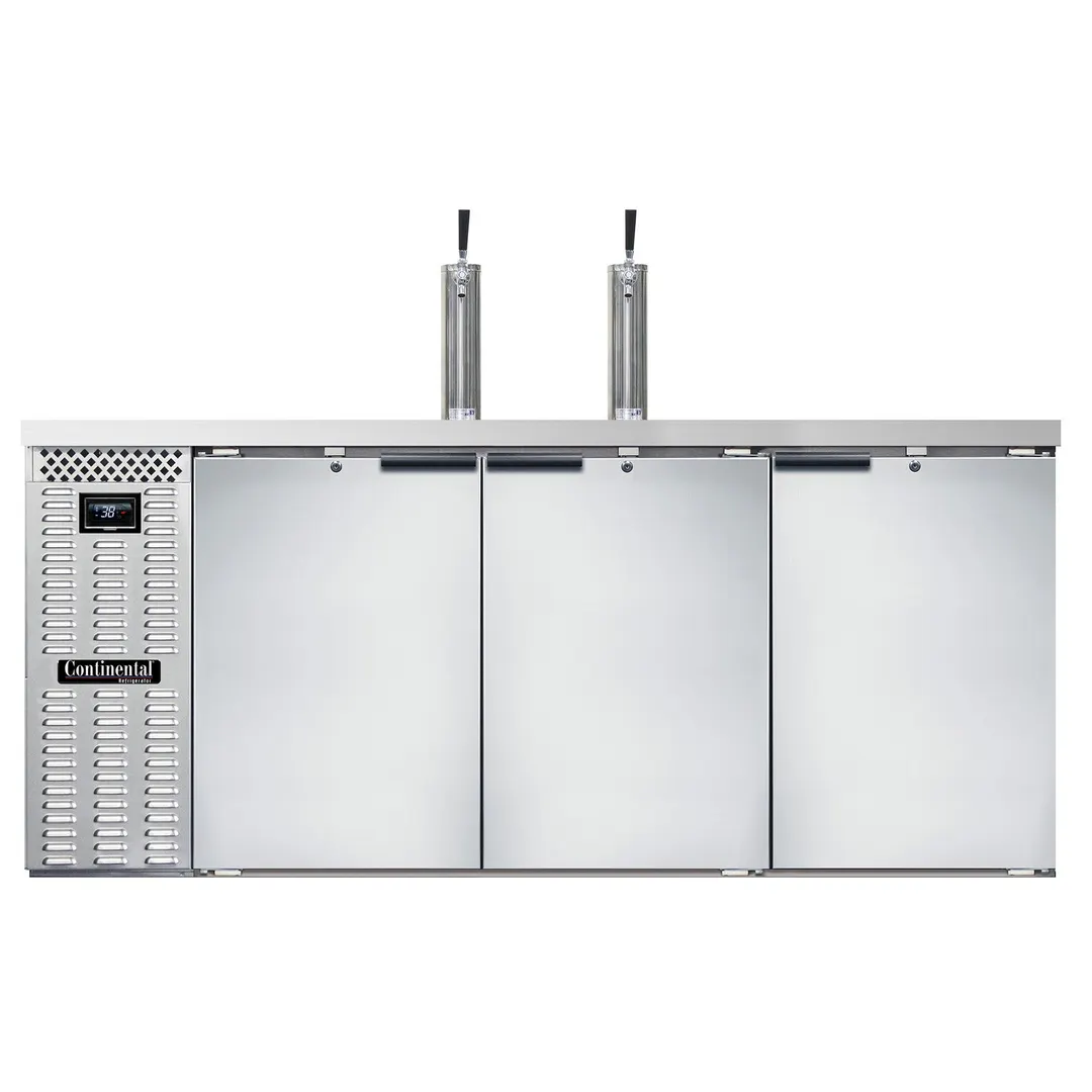 Continental Refrigerator KC79NSS 79" Draft Beer Cooler w/ 3 Kegs, 28.0 cu. ft., 2 Single-Tap Towers