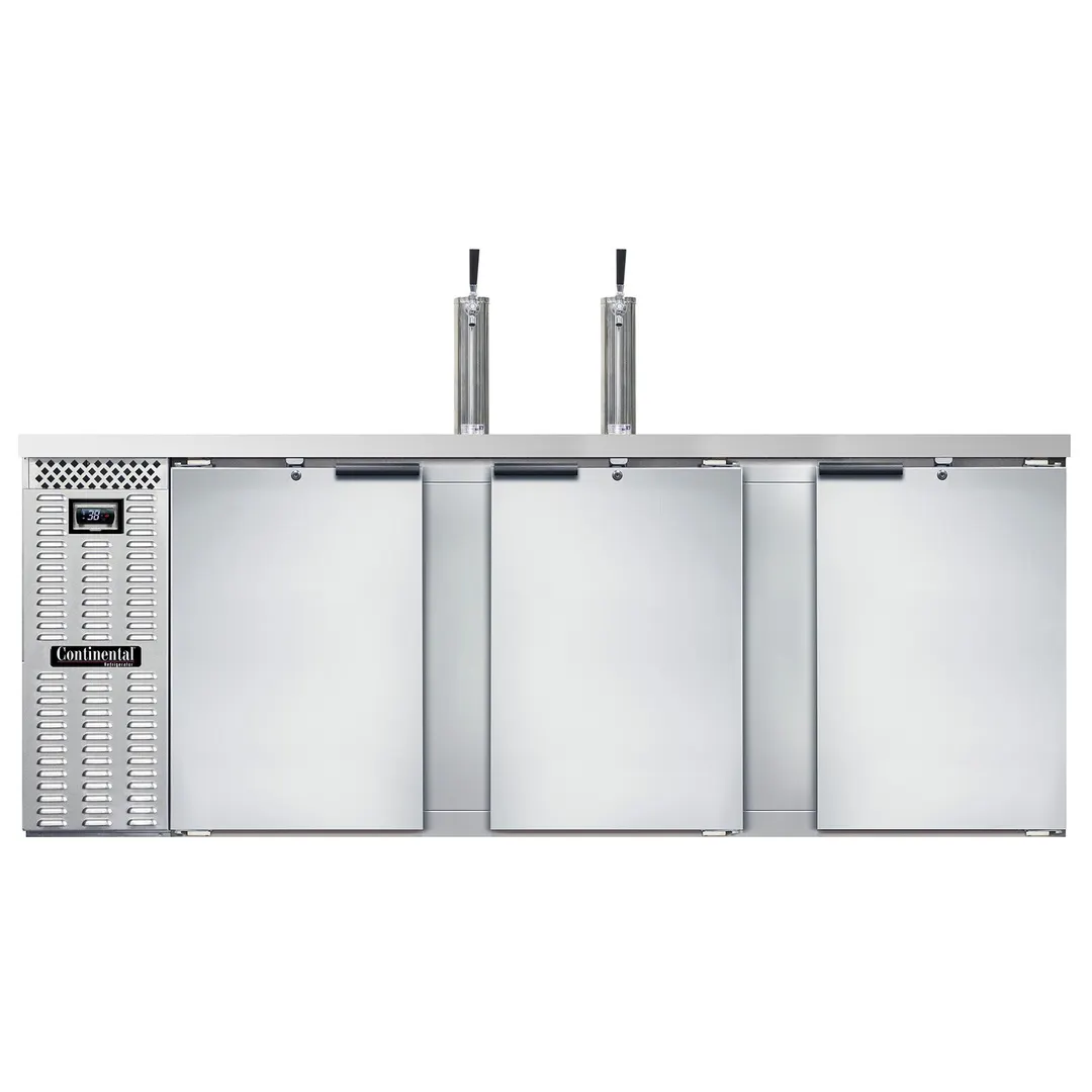 Continental Refrigerator KC90NSS 90" Draft Beer Cooler w/ 4 Kegs, 35.0 cu. ft., 2 Single-Tap Towers