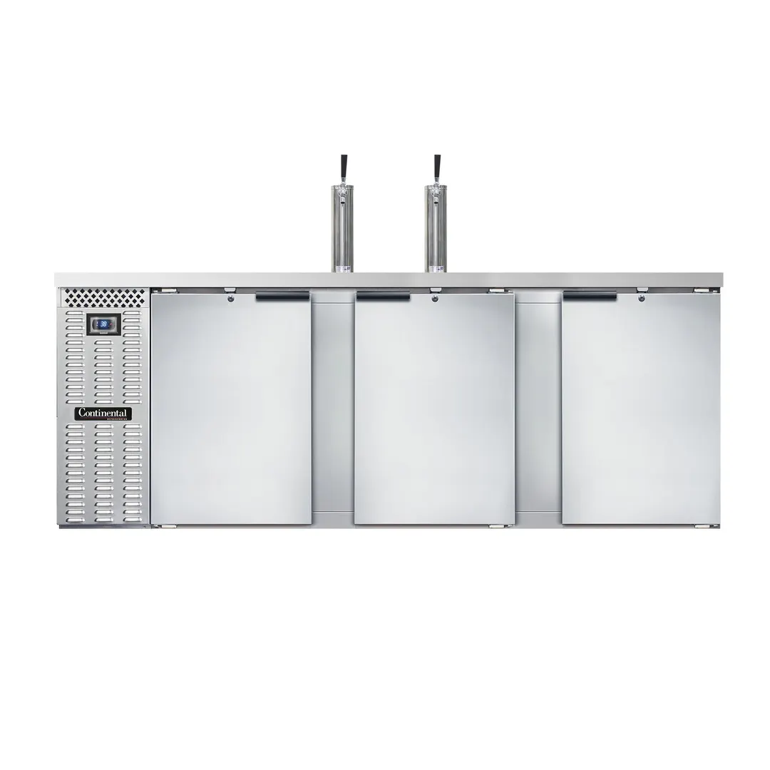 Continental Refrigerator KC90SNSS 90" Draft Beer Cooler, 25.0 cu. ft., w/ 4 Kegs, 25.0 cu. ft., 2 Single-Tap Towers