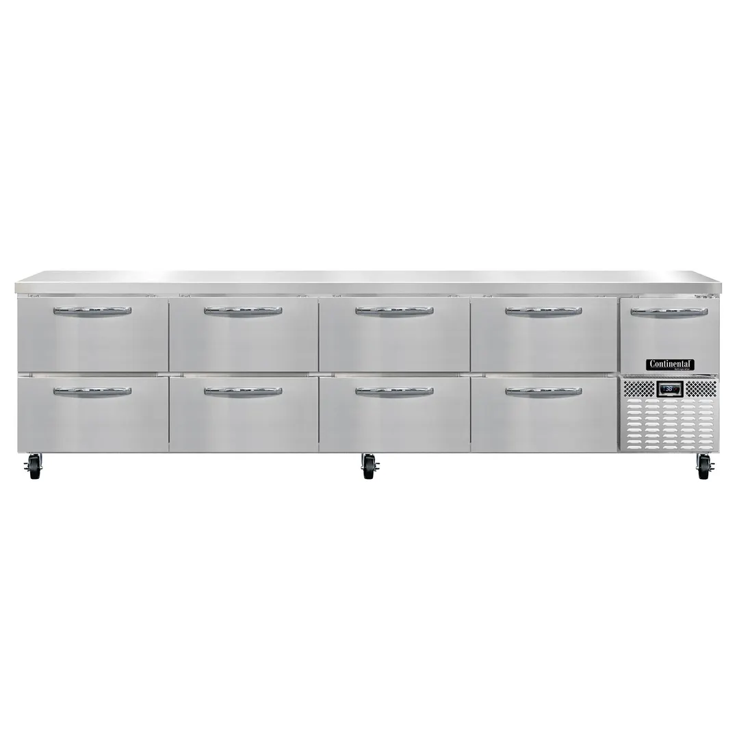 Continental Refrigerator RA118N-D 118" Worktop Refrigerator w/ 8 Drawers & 1 Half Doors