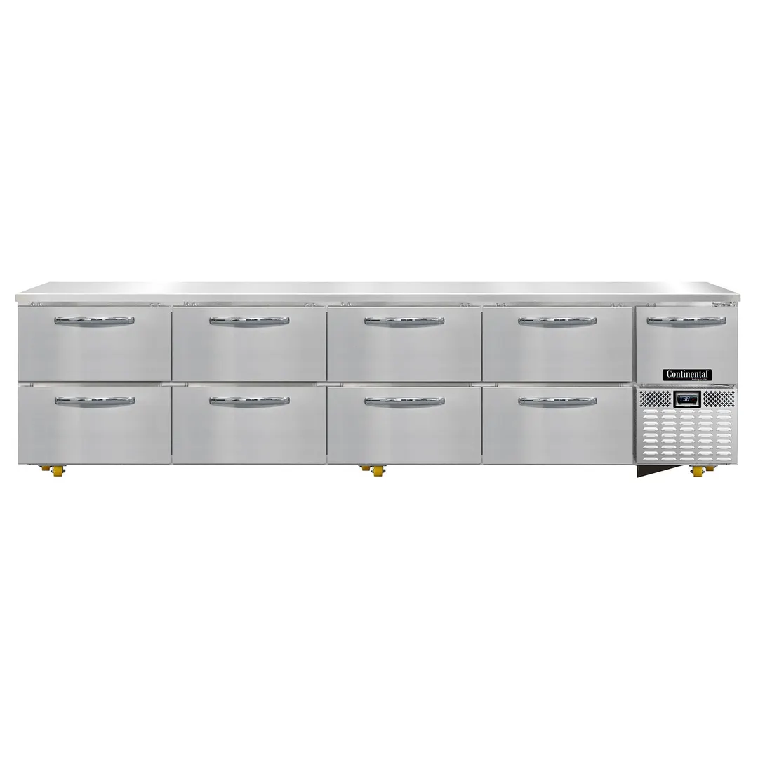 Continental Refrigerator RA118N-U-D 118" Undercounter Refrigerator w/ 8 Drawers & 1 Half Doors