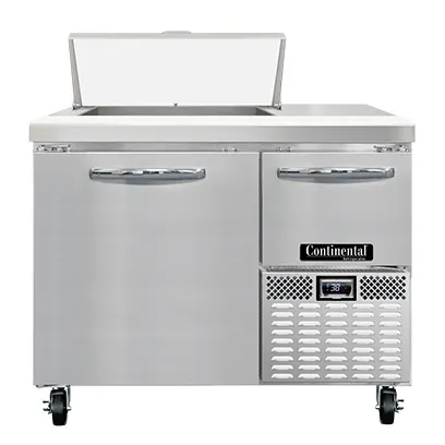 Continental Refrigerator RA43N6 43" 2-Door Sandwich and Salad Prep Table, 6 Pans, 300 Series Stainless Steel