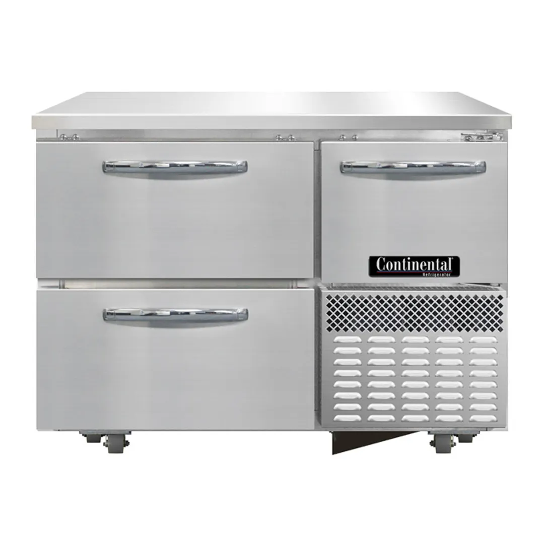 Continental Refrigerator RA43SN-U-D 43" 1-Door/2-Drawer Undercounter, SS, Front Breathing, 9.6 cu. ft.