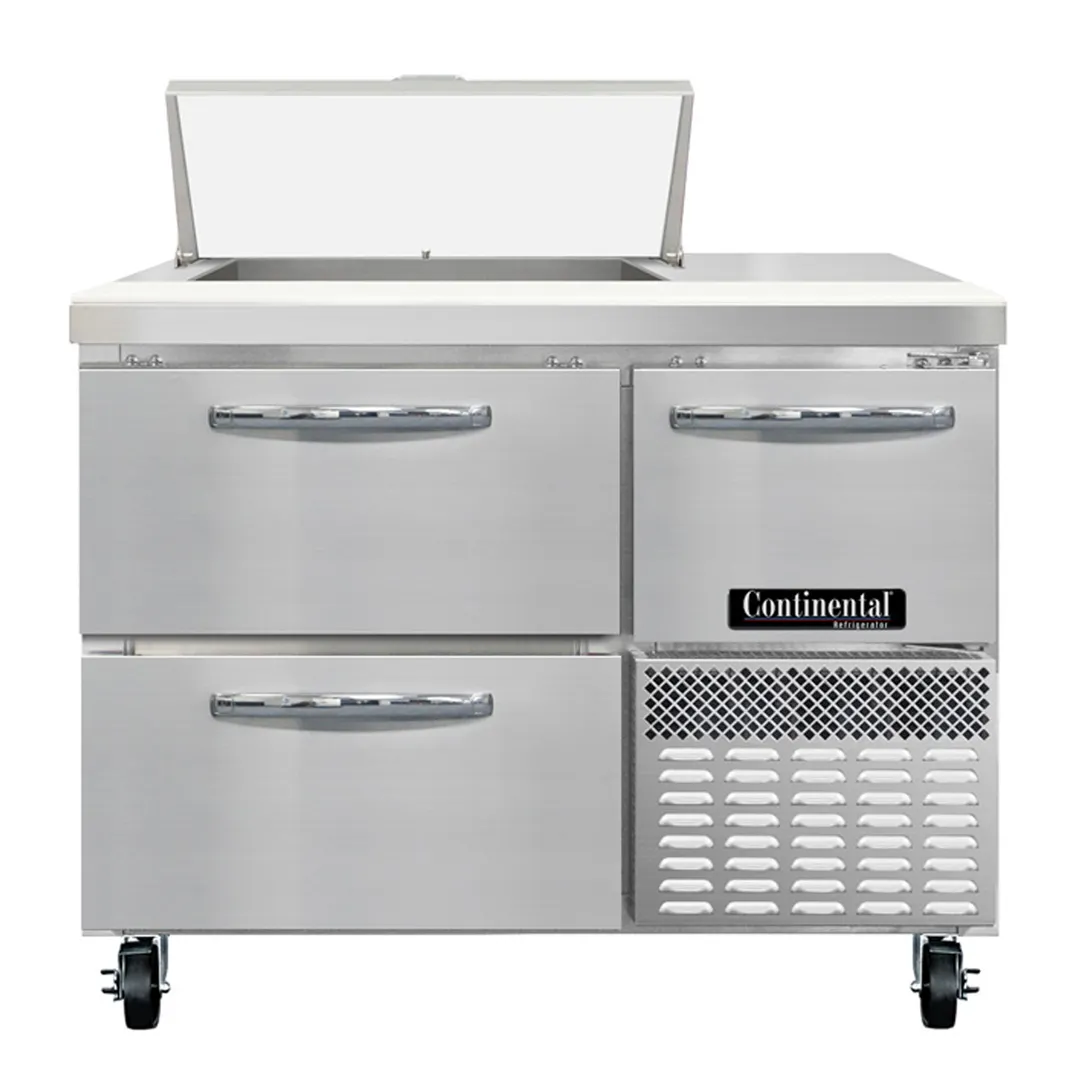 Continental Refrigerator RA43SN6-D 43" 1-Door & 2-Drawer Sandwich and Salad Prep Table, 6 Pans