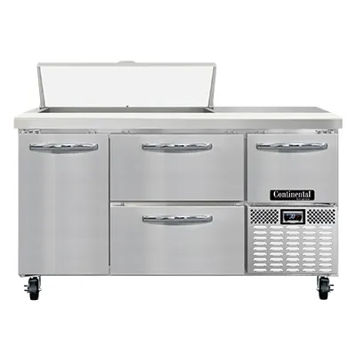 Continental Refrigerator RA60N10-D 60" Sandwich / Salad Prep Table w/ 4 Drawers & 1 Door, 10 Pans