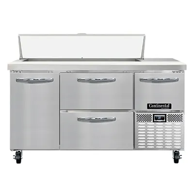 Continental Refrigerator RA60N12-D 60" Sandwich / Salad Prep Table w/ 4 Drawers & 1 Door, 12 Pans