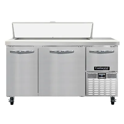 Continental Refrigerator RA60N12 60" 3-Door Sandwich and Salad Prep Table, 12 Pans