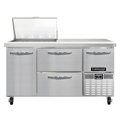 Continental Refrigerator RA60N12M-D 60" Mega Top Sandwich Prep Table w/ 4 Drawers & 1 Door, 12 pans