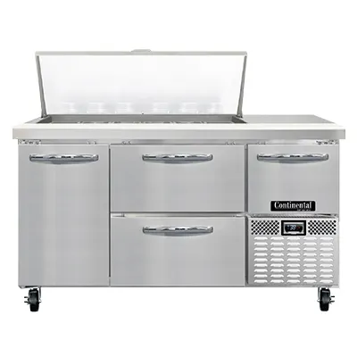 Continental Refrigerator RA60N18M-D 60" Mega Top Sandwich Prep Table w/ 4 Drawers & 1 Door, 18 pans