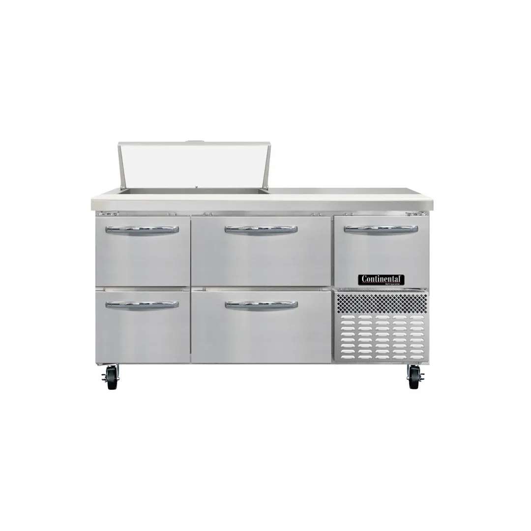 Continental Refrigerator RA60N8-D 60" Sandwich / Salad Prep Table w/ 4 Drawers & 1 Door, 8 Pans