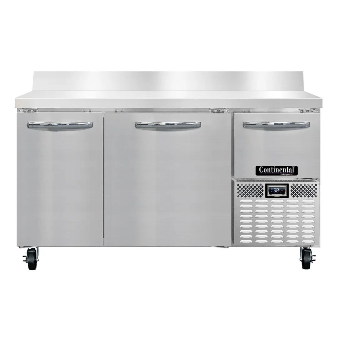 Continental Refrigerator RA60NBS 60" WorkTop Refrigerator w/ 2 Full & 1 Half Doors