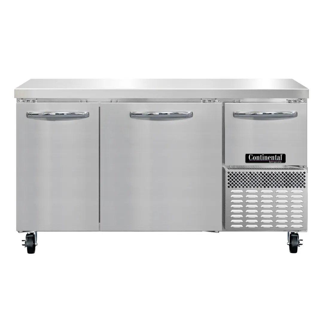 Continental Refrigerator RA60SN 60" WorkTop Refrigerator w/ 2 Full & 1 Half Doors