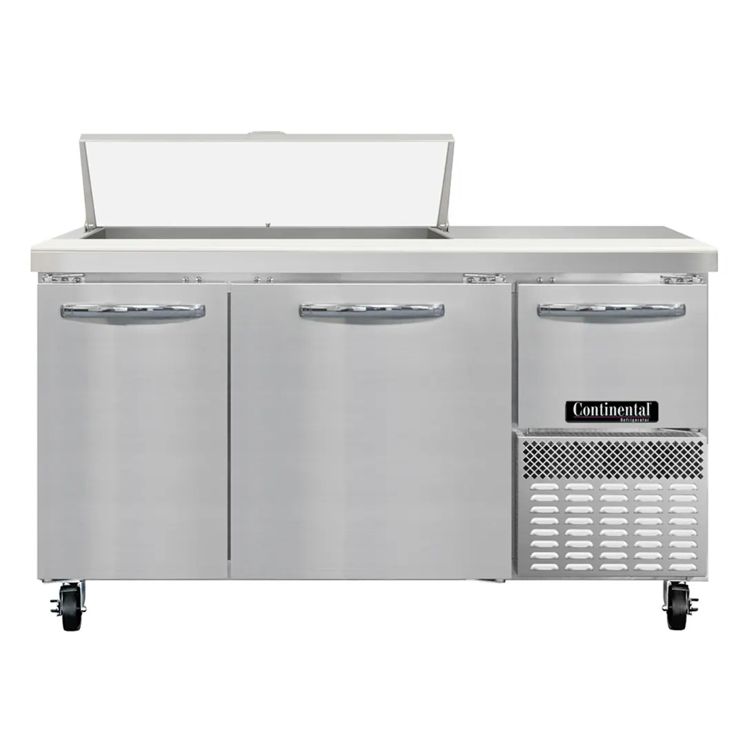 Continental Refrigerator RA60SN10 60" 3-Door Sandwich and Salad Prep Table, 10 Pans, Stainless Steel