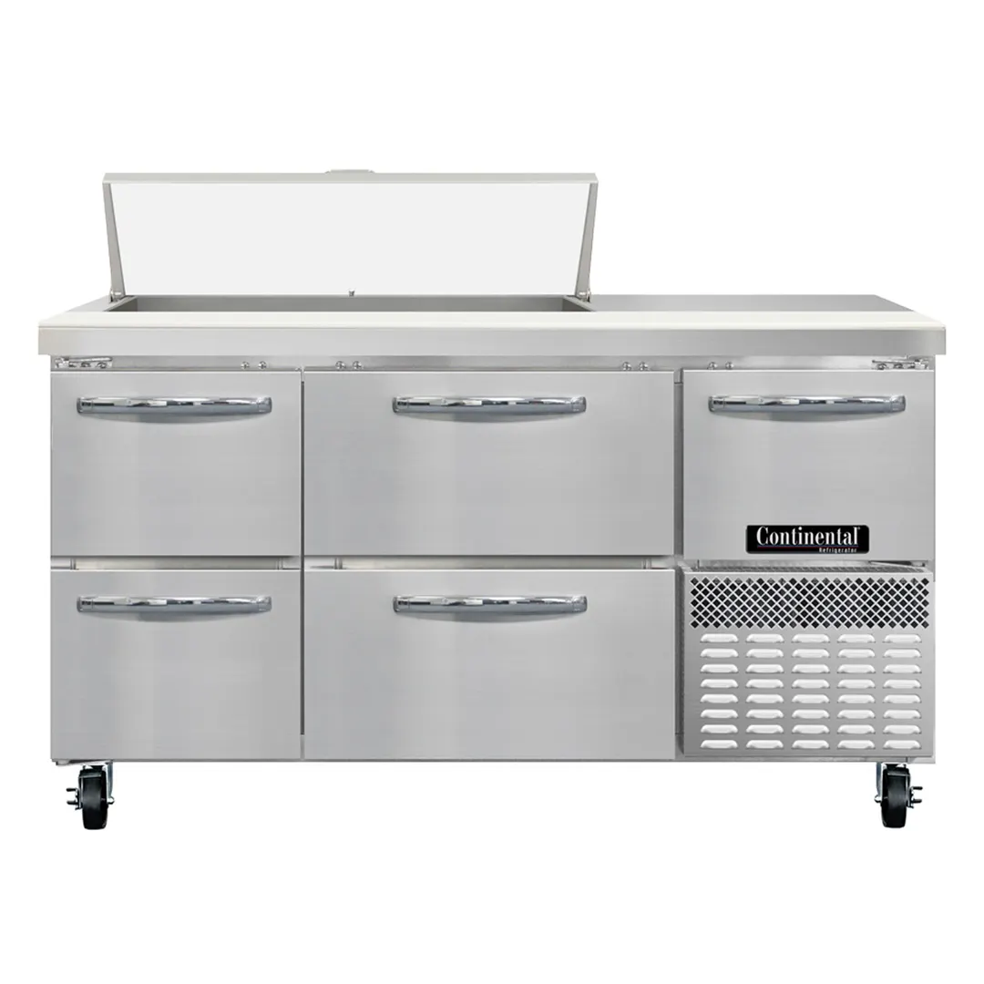 Continental Refrigerator RA60SN10-D 60" 1-Door 4-Drawer Sandwich and Salad Prep Table, 10 Pans, Stainless Steel