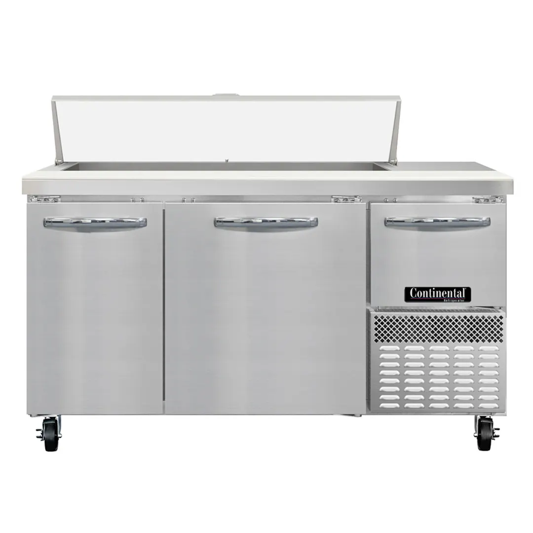 Continental Refrigerator RA60SN12 60" 3-Door Sandwich and Salad Prep Table, 12 Pans, Stainless Steel