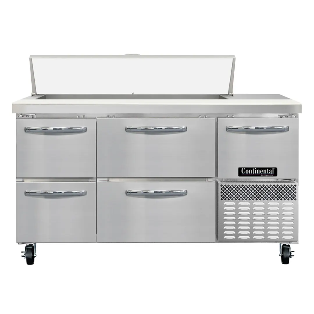 Continental Refrigerator RA60SN12-D 60" 1-Door 4-Drawer Sandwich and Salad Prep Table, 12 Pans, Stainless Steel