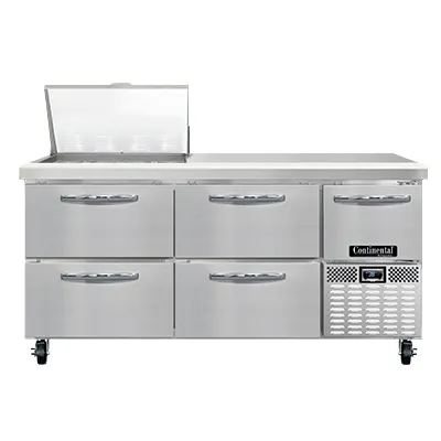 Continental Refrigerator RA68N12M-D 68" Mega Top Sandwich Prep Table w/ 4 Drawers & 1 Door, 12 pans