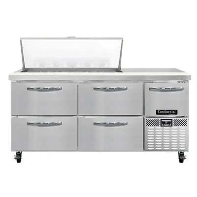 Continental Refrigerator RA68N18M-D 68" Mega Top Sandwich Prep Table w/ 4 Drawers & 1 Door, 18 pans