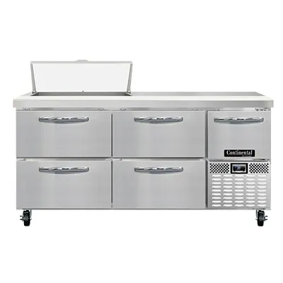 Continental Refrigerator RA68N8-D 68" Sandwich / Salad Prep Table w/ 4 Drawrs & 1 Door, 8 Pans