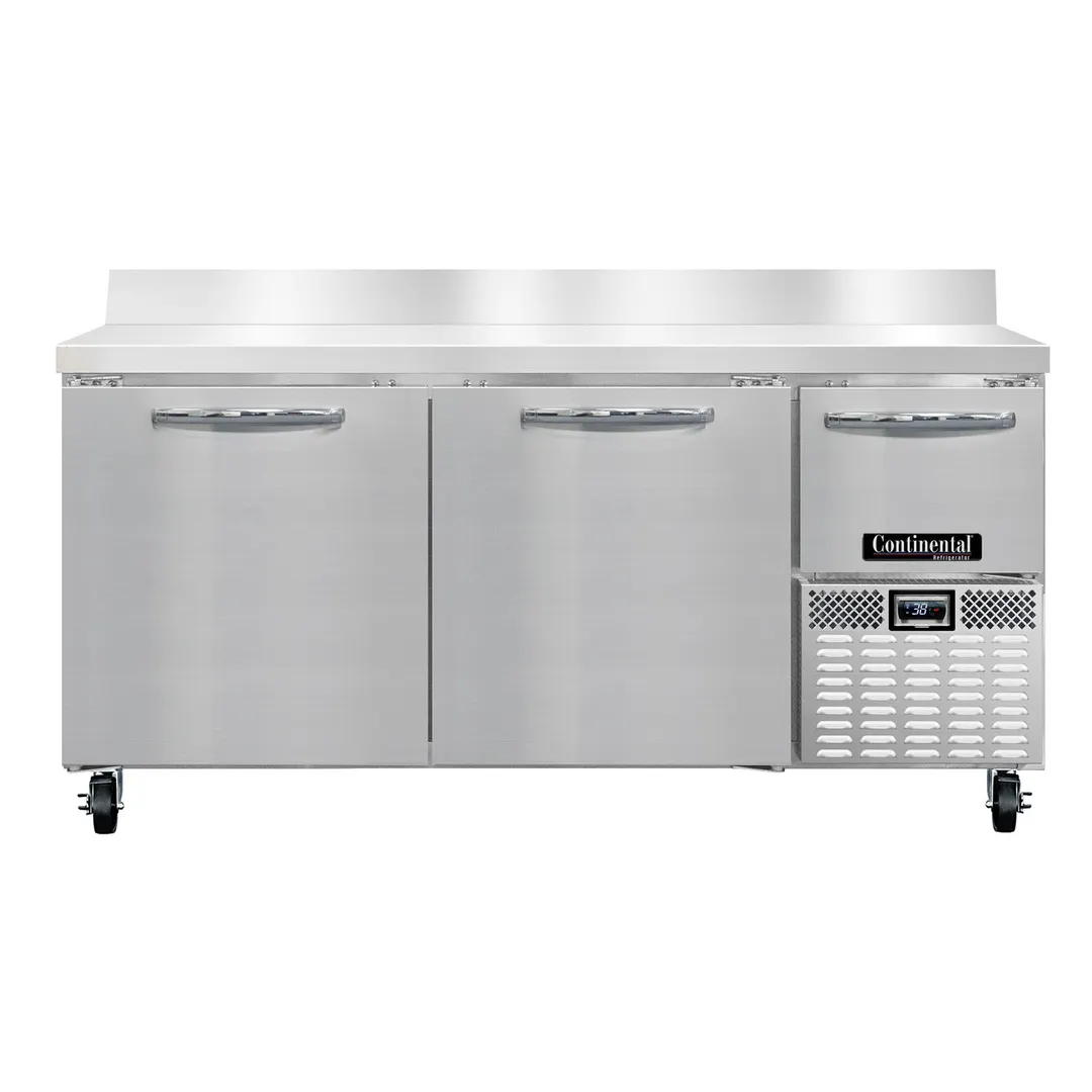 Continental Refrigerator RA68NBS 68" Worktop Refrigerator w/ 2 Full & 1 Half Doors