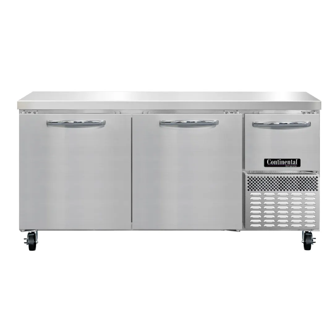 Continental Refrigerator RA68SN 68" Worktop Refrigerator w/ 2 Full & 1 Half Doors