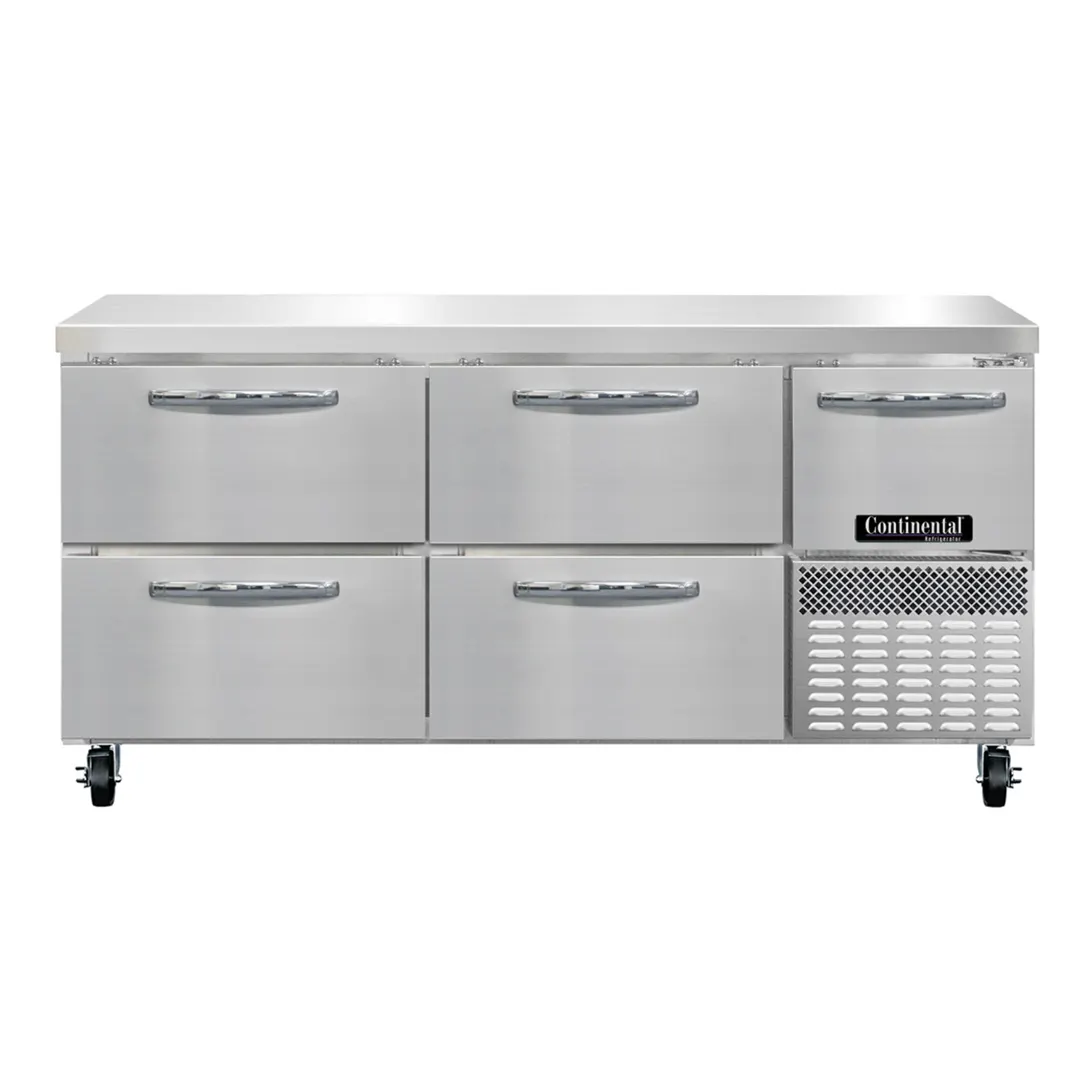 Continental Refrigerator RA68SN-D 68" Worktop Refrigerator w/ 4 Drawers & 1 Half Door
