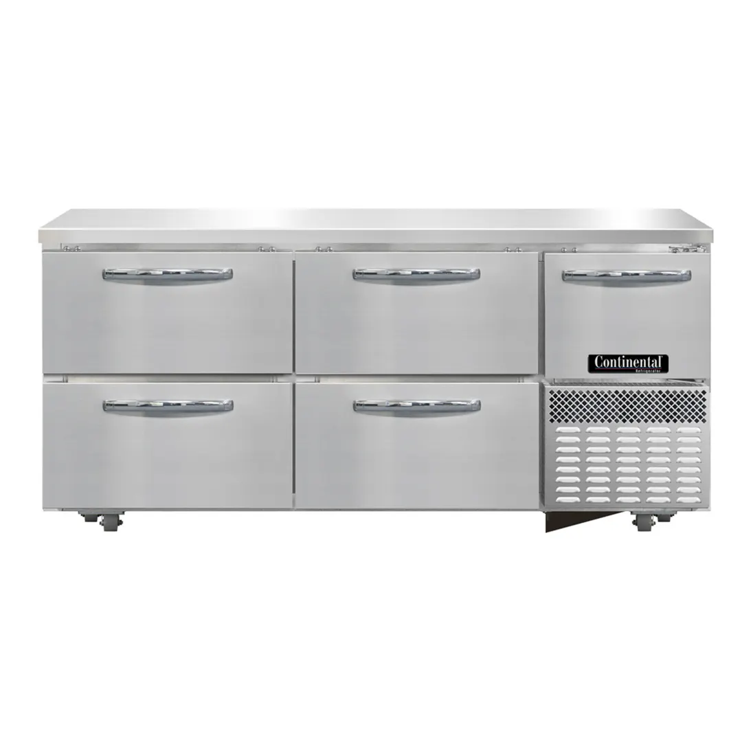 Continental Refrigerator RA68SN-U-D 68" 4-Drawer Undercounter Refrigerator, Stainless Steel, Front Breathing, 17.6 cu. ft.
