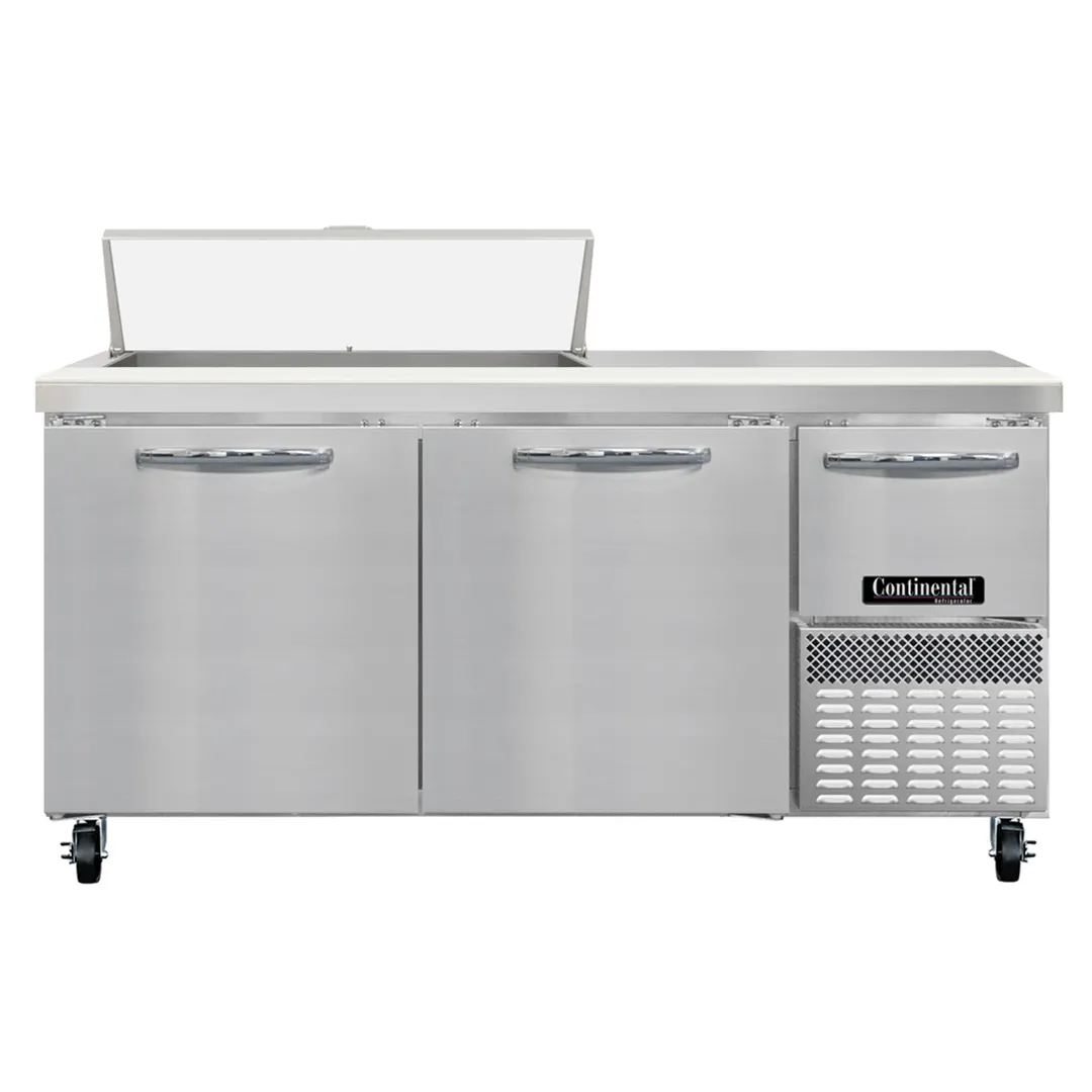 Continental Refrigerator RA68SN10 68" 3-Door Sandwich And Salad Prep Table, 10 Pans, Stainless Steel