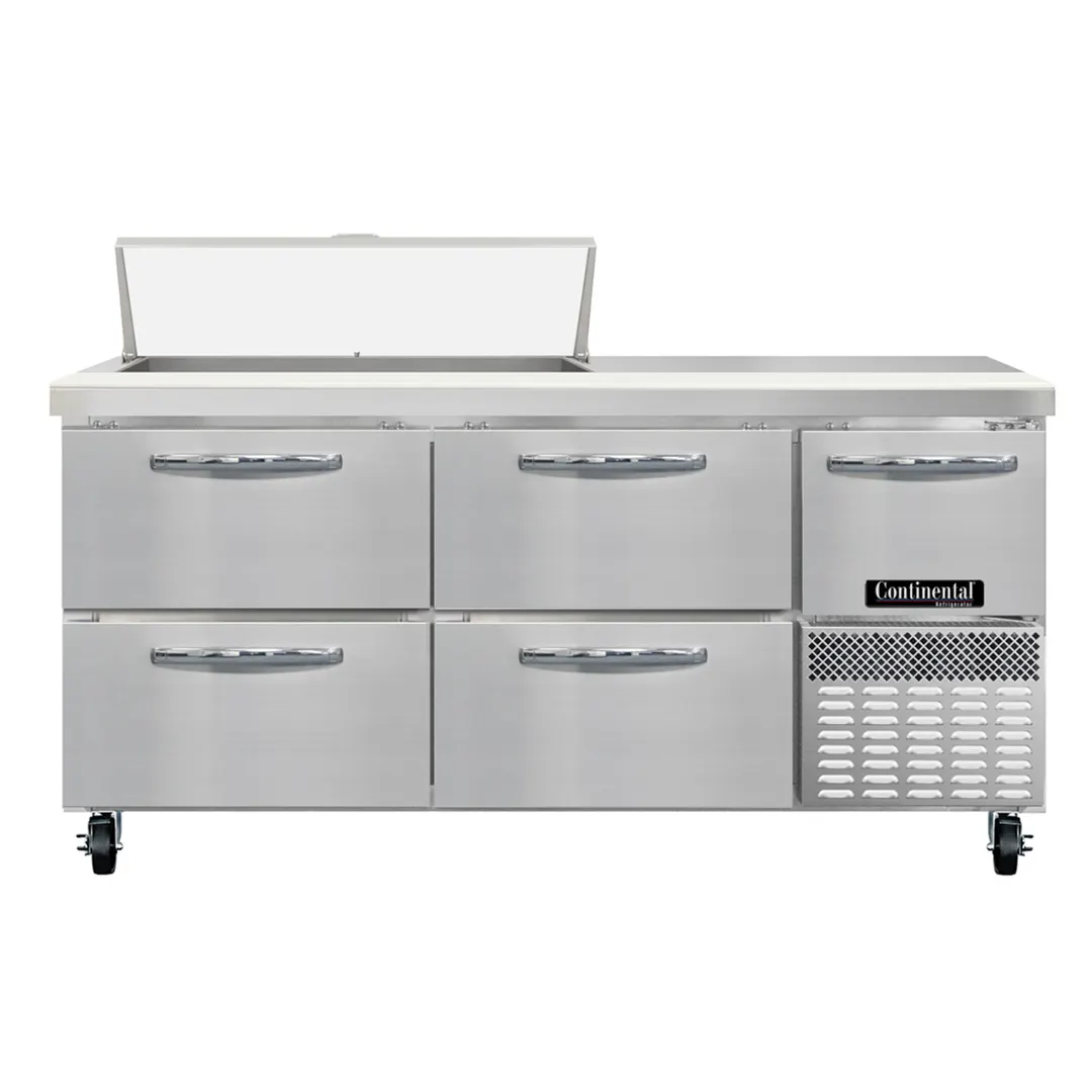 Continental Refrigerator RA68SN10-D 68" 1-Door 4-Drawer Sandwich and Salad Prep Table, 10 Pans, Stainless Steel