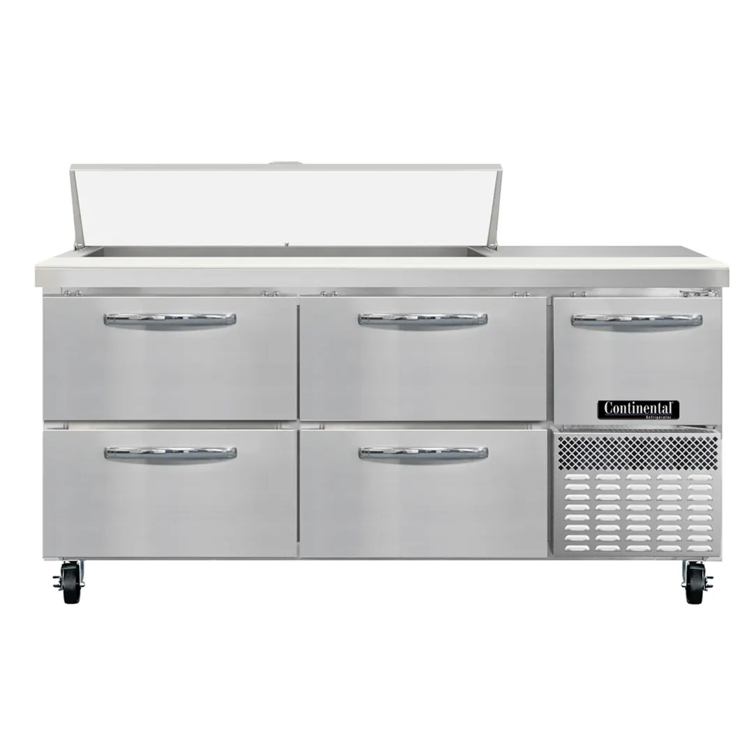 Continental Refrigerator RA68SN12-D 68" 1-Door & 4-Drawer Sandwich and Salad Prep Table, 12 Pans, Stainless Steel