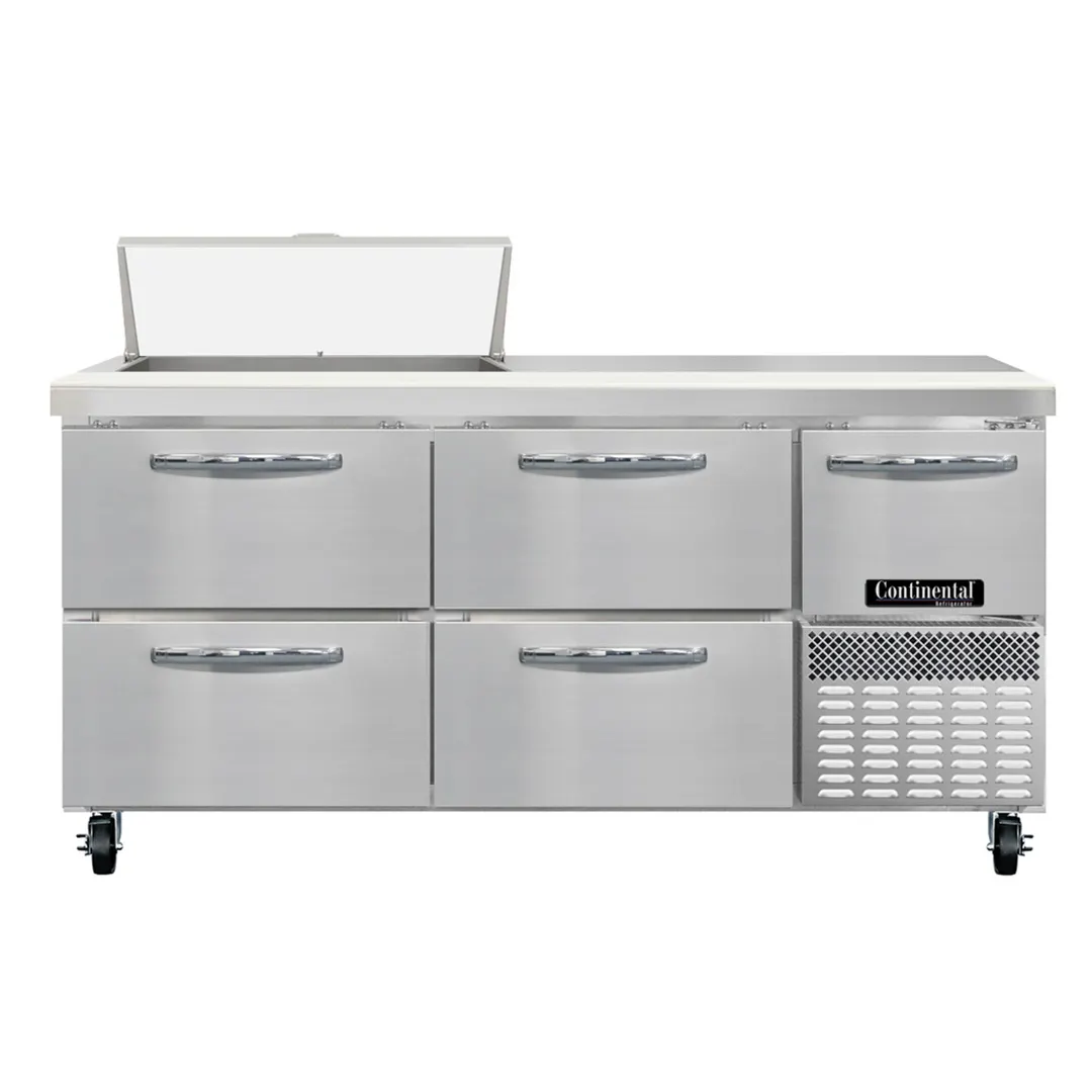 Continental Refrigerator RA68SN8-D 68" 1-Door & 4-Drawer Sandwich and Salad Prep Table, 8 Pans
