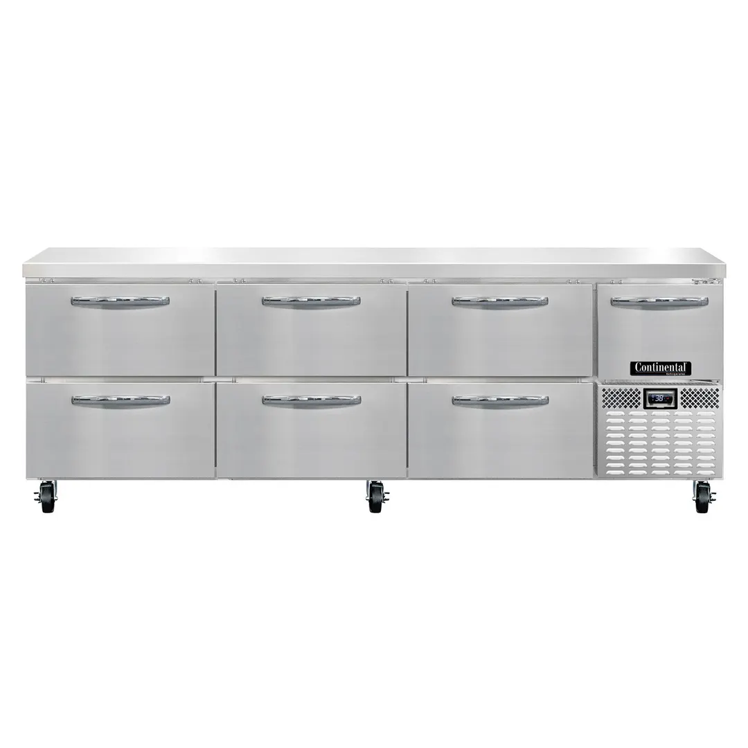 Continental Refrigerator RA93N-D 93" Worktop Refrigerator w/ 6 Drawers & 1 Half Door