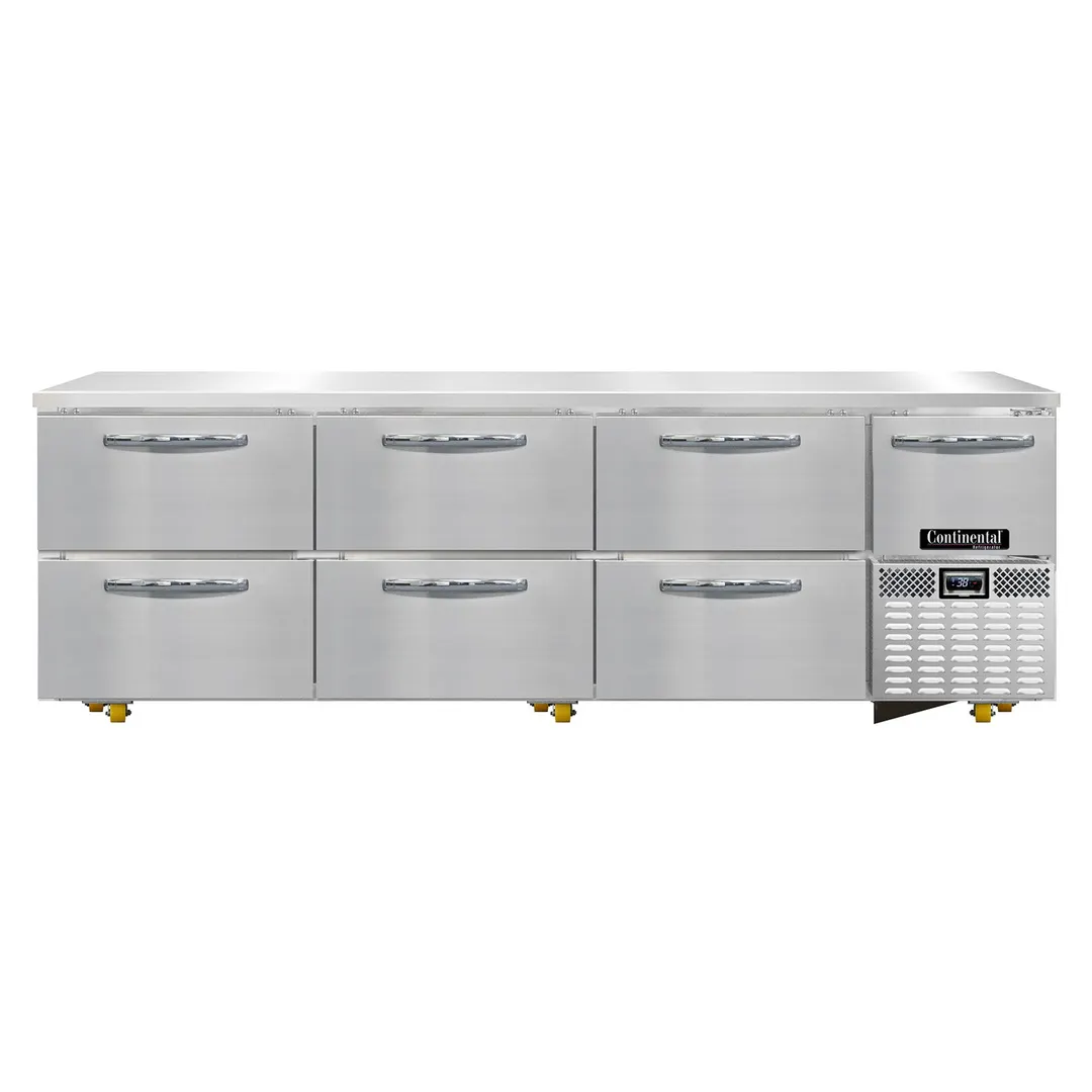 Continental Refrigerator RA93N-U-D 93" Undercounter Refrigerator w/ 6 Drawers & 1 Half Door