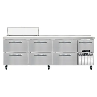 Continental Refrigerator RA93N10-D 93" Sandwich / Salad Prep Table w/ 6 Drawers & 1 Door, 10 Pans