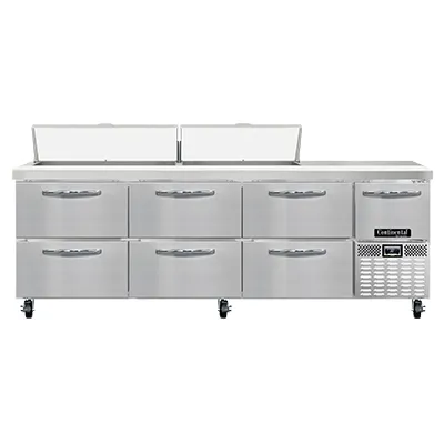 Continental Refrigerator RA93N18-D 93" Sandwich / Salad Prep Table w/ 6 Drawers & 1 Door, 18 Pans