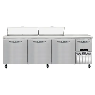 Continental Refrigerator RA93N18 93" 4-Door Sandwich and Salad Prep Table, 18 Pans, Stainless Steel