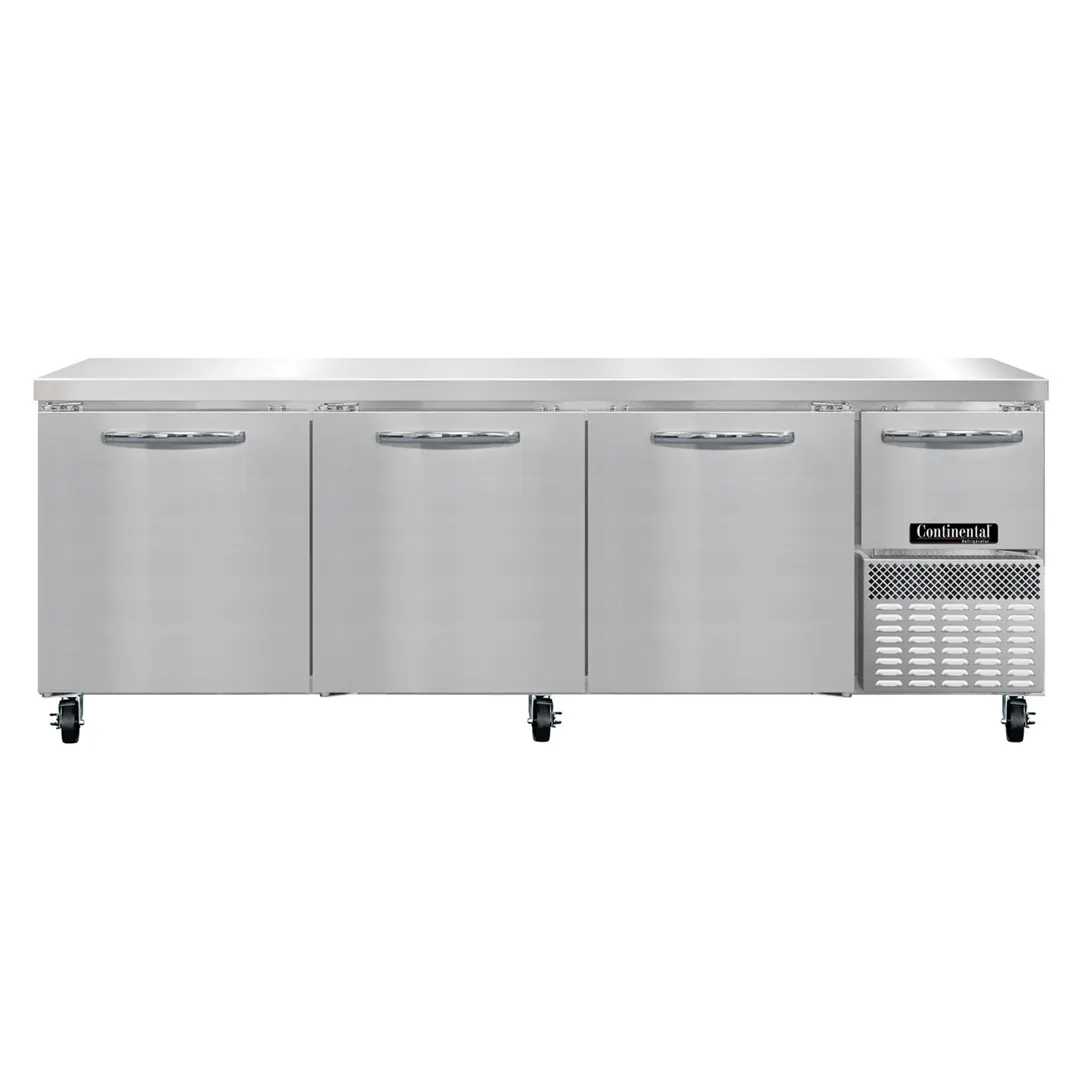 Continental Refrigerator RA93SN 93" Worktop Refrigerator w/ 3 Full & 1 Half Doors