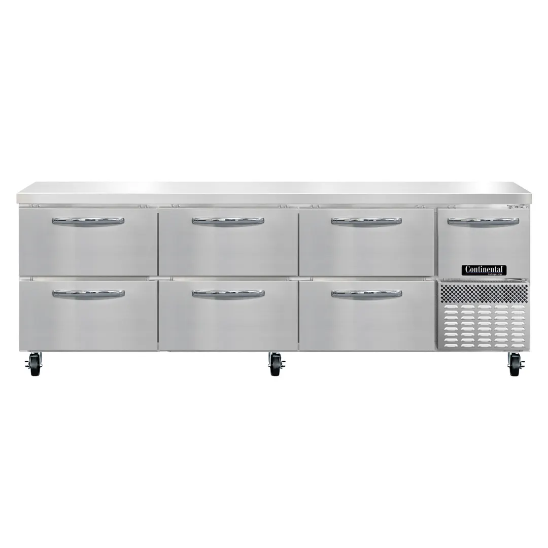 Continental Refrigerator RA93SN-D 93" Worktop Refrigerator w/ 6 Drawers & 1 Half Door