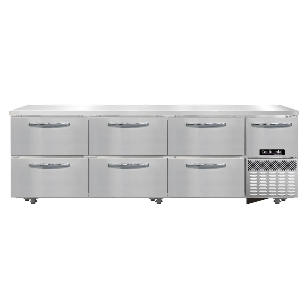 Continental RA93SN-U-D 93" 1-Door 6-Drawer Undercounter Fridge, Front Breathing, 25.6 Cu Ft