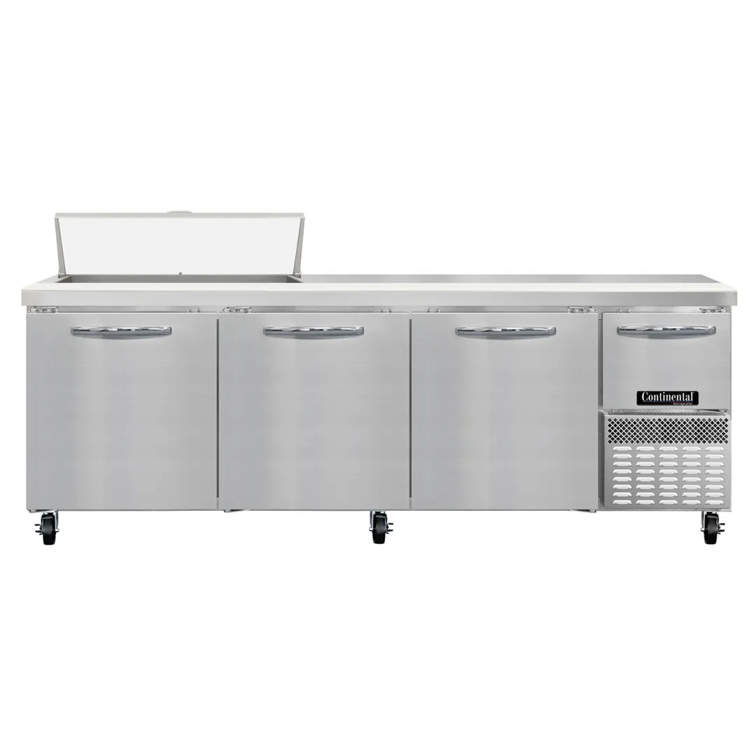 Continental Refrigerator RA93SN10 93" 4-Door Sandwich and Salad Prep Table, 10 Pans, Stainless Steel