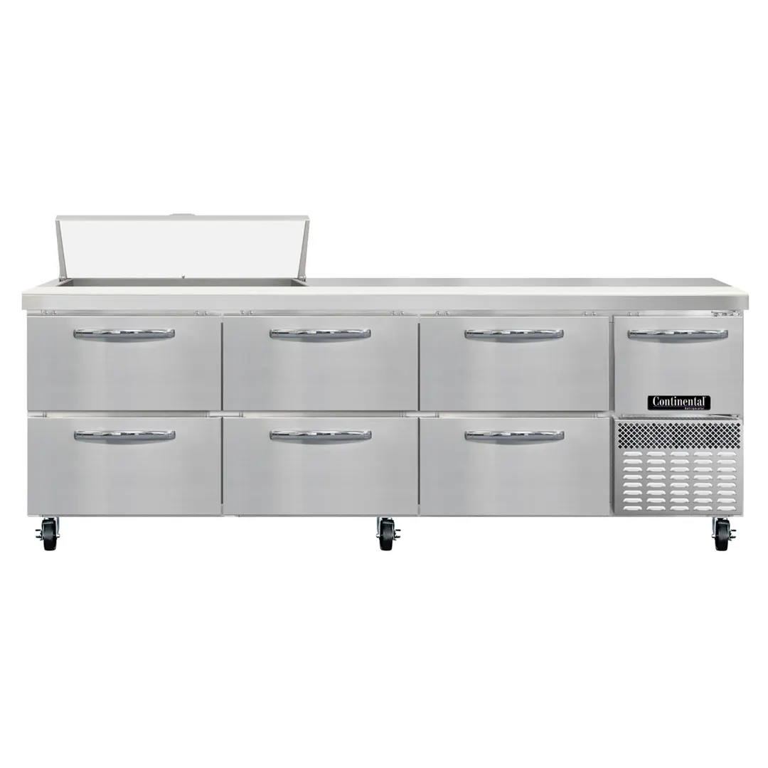 Continental Refrigerator RA93SN10-D 93" 6-Drawer Sandwich and Salad Prep Table, 10 Pans, Stainless Steel