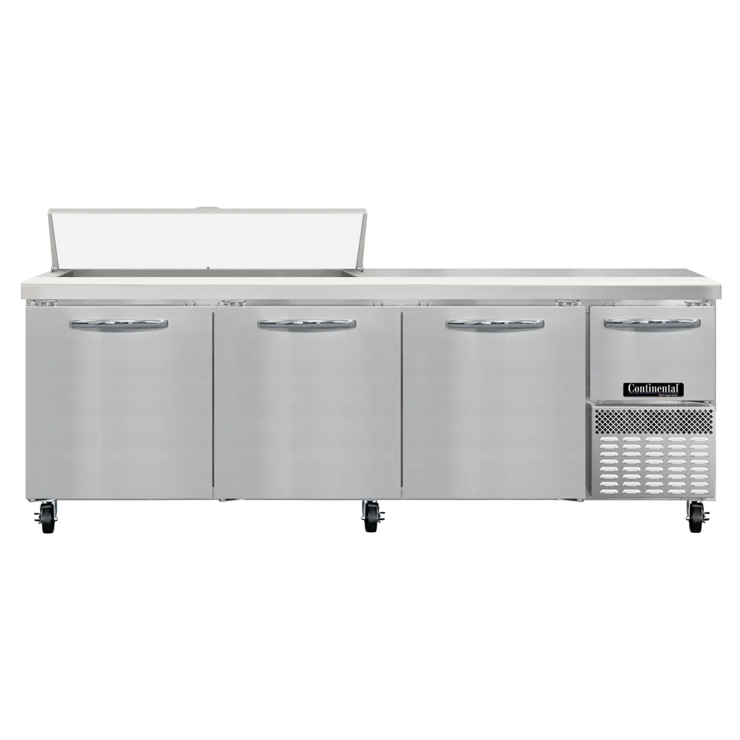 Continental Refrigerator RA93SN12 93" 4-Door Sandwich and Salad Prep Table, 12 Pans, Stainless Steel